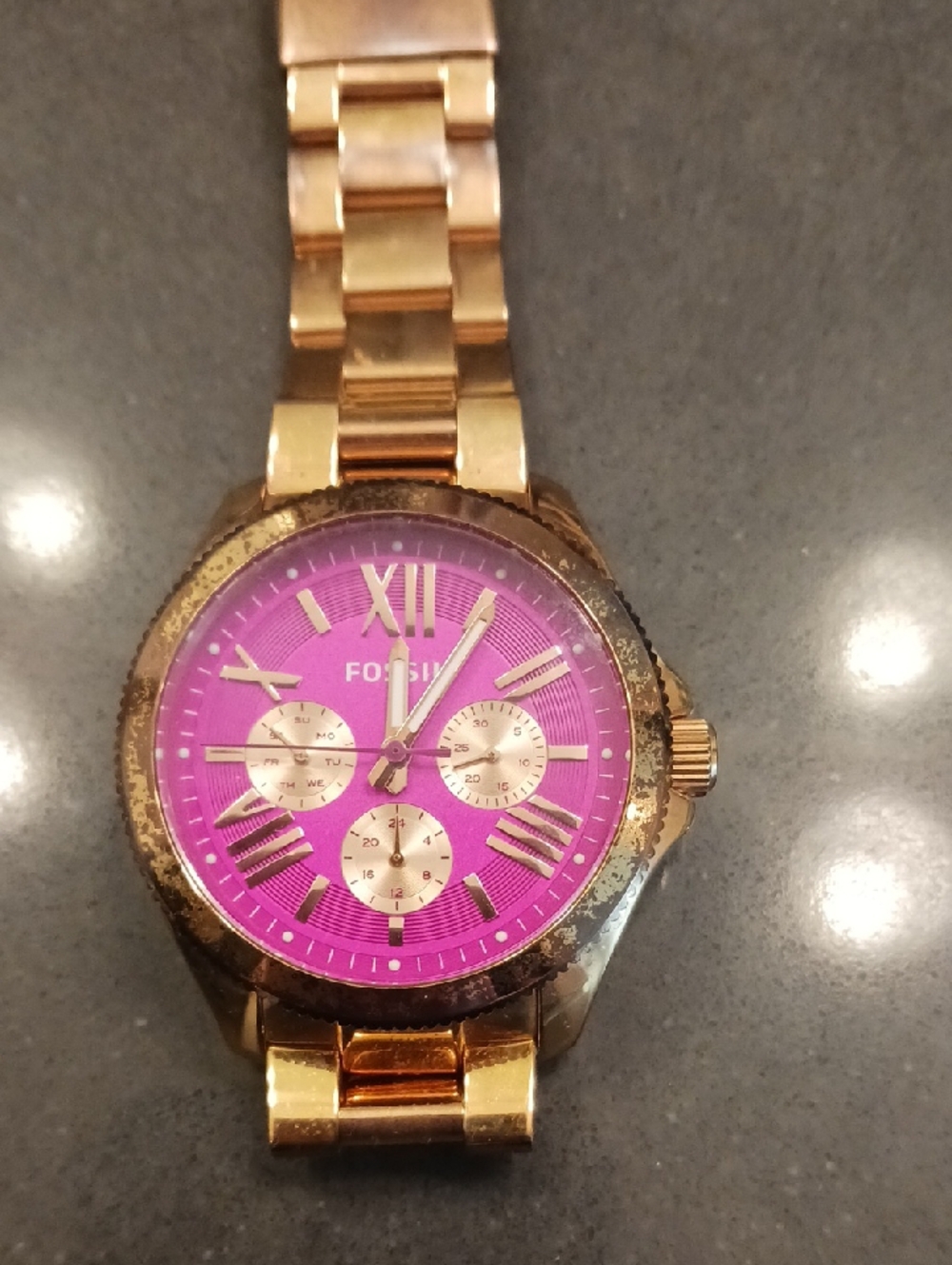 Fossil Gold-Tone Women’s Watch with Pink Dial